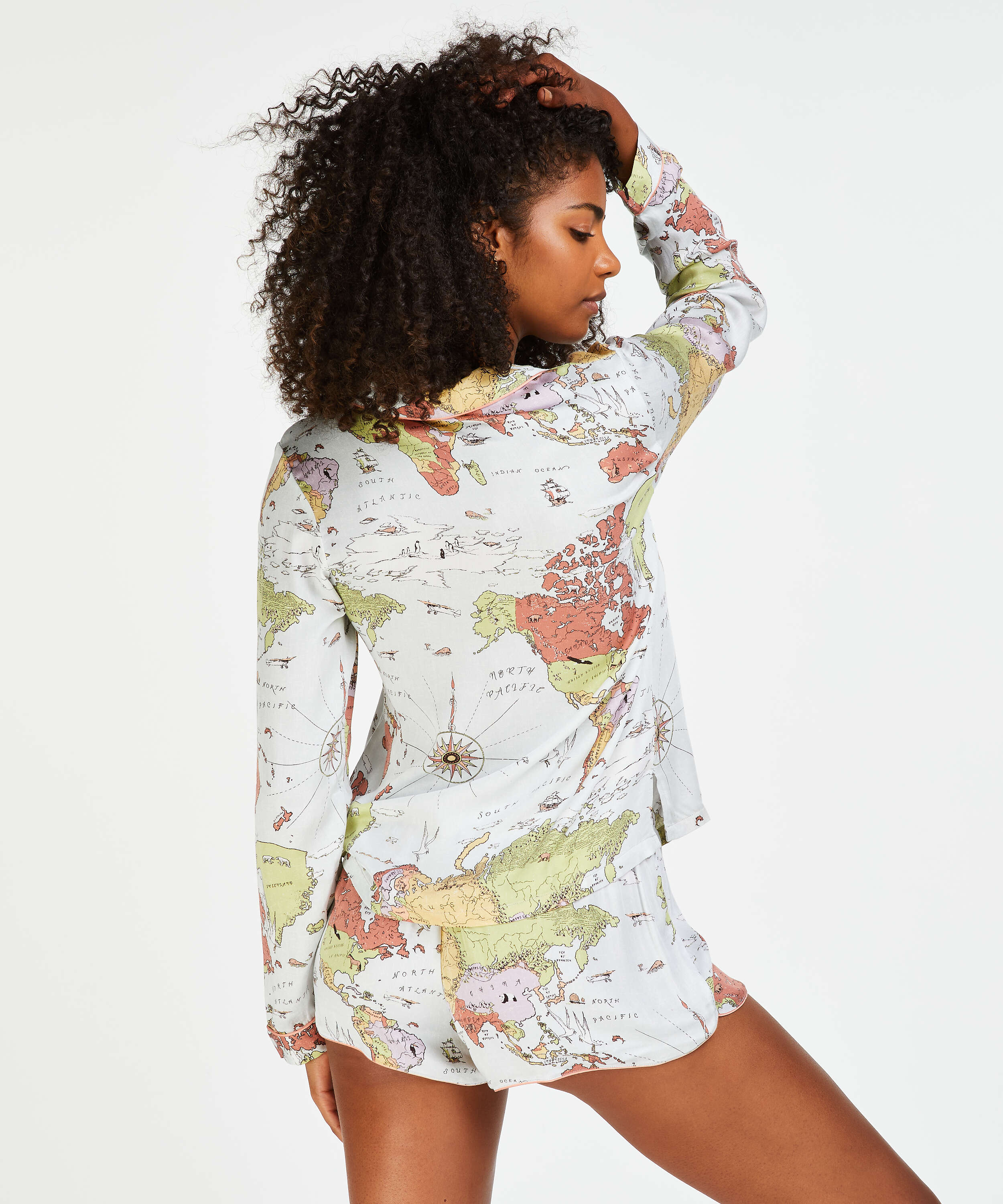 Veste de pyjama manches longues, Bleu, main