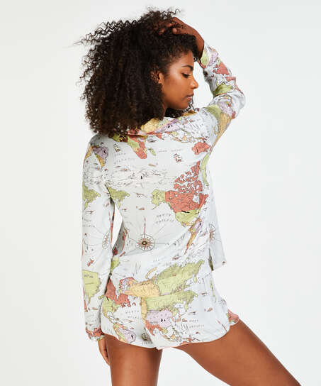 Veste de pyjama manches longues, Bleu