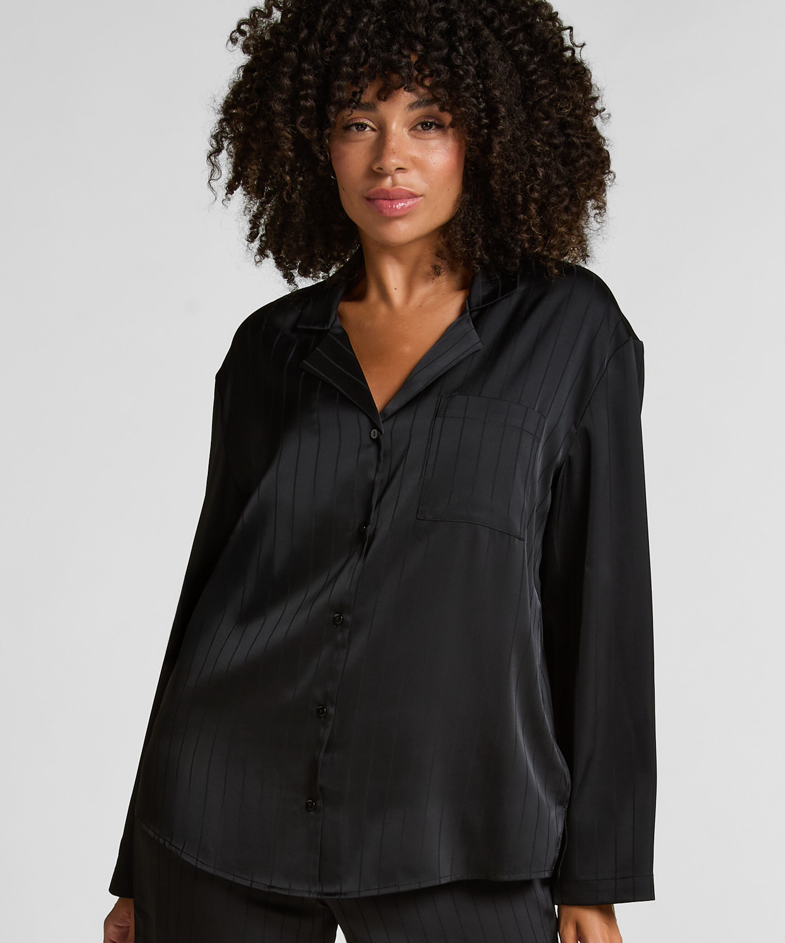 Veste en satin à rayures, Noir Veste en satin à rayures, Noir