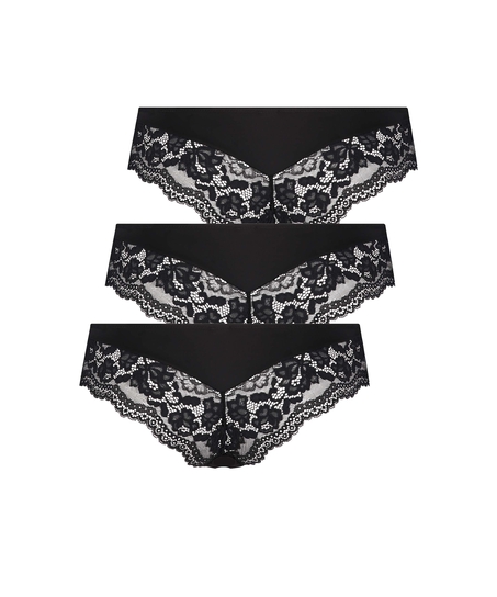 Lot de 3 shorts brésiliens Valencia, Noir