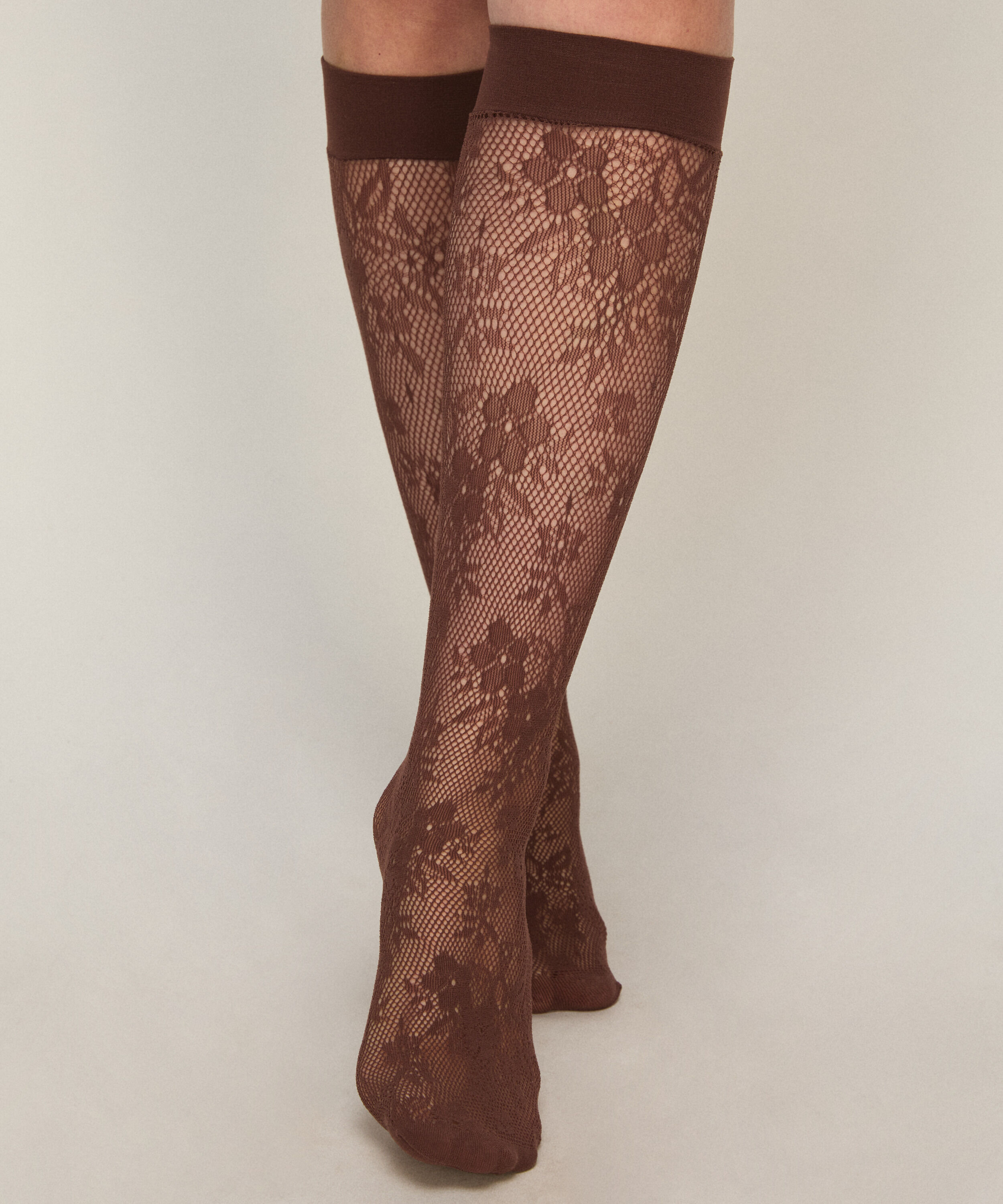 Chaussettes Transparentes Dentelle Résille, Marron Chaussettes Transparentes Dentelle Résille, Marron