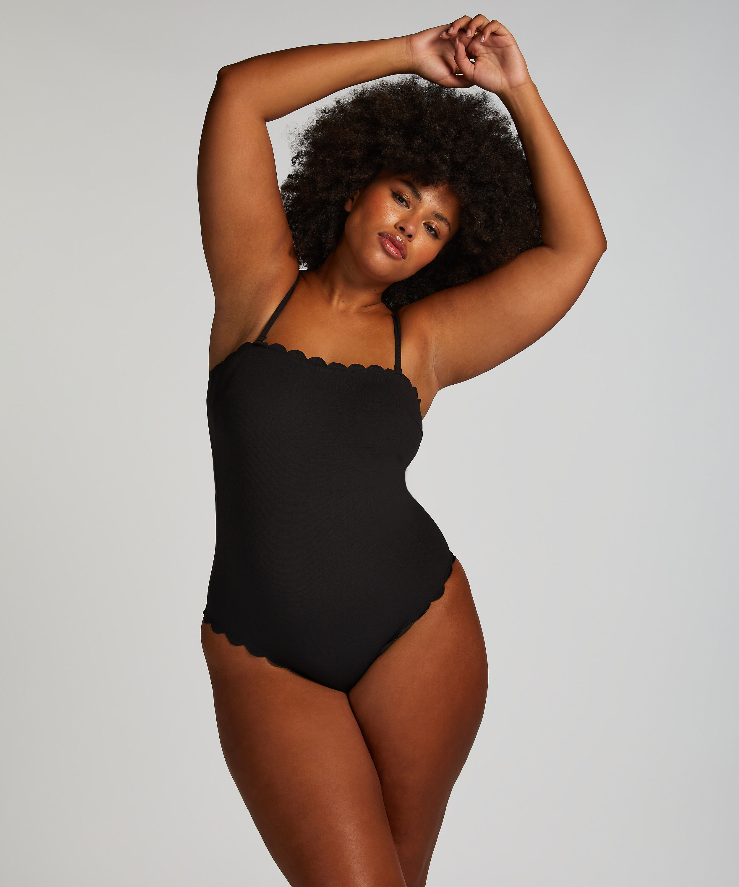 Maillot de bain Bandeau Scallop, Noir