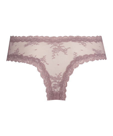 Slip brésilien V-shape Floral Mesh, Violet