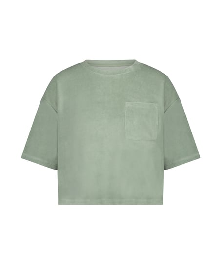 Top velours manches courtes, Vert