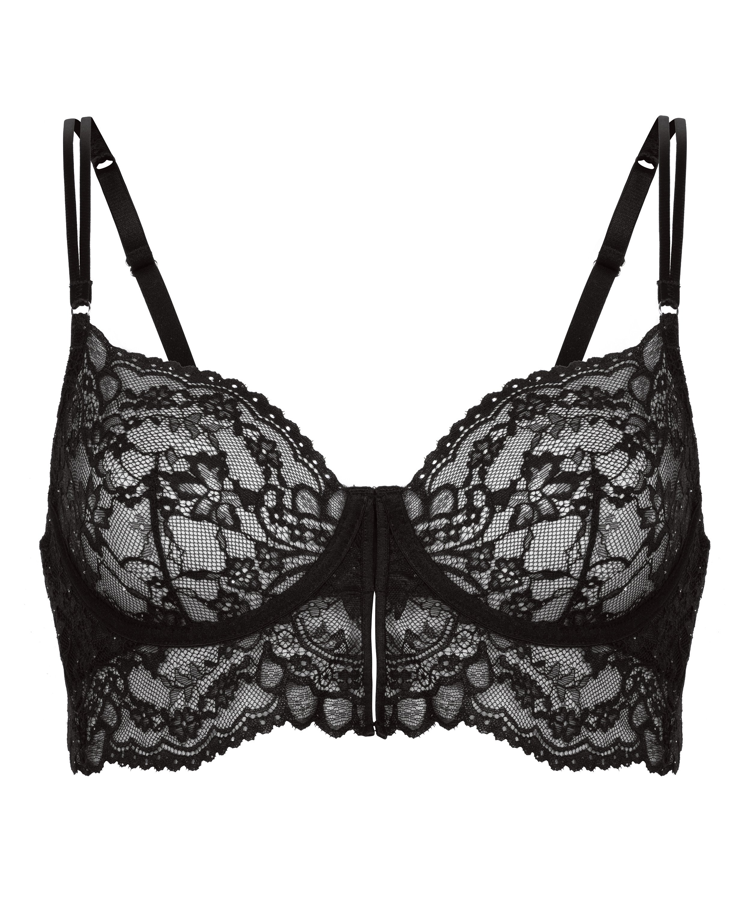 Soutien-gorge à armatures non-rembourré longline Sabrina, Noir, main