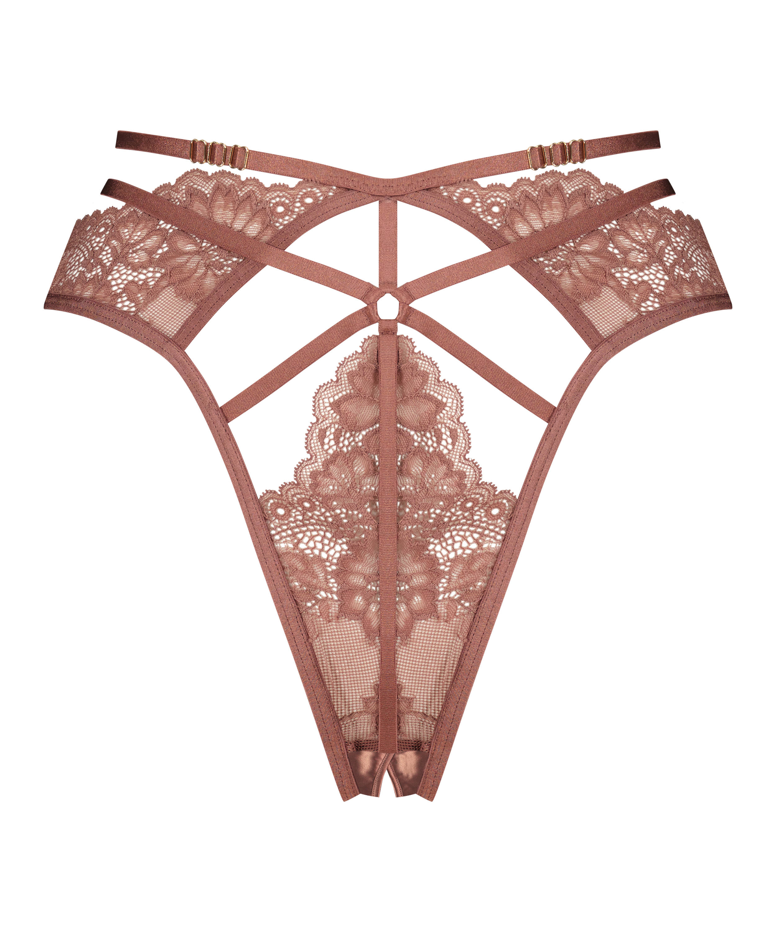 Slip brésilien à entrejambe ouvert Roxanne, Violet, main