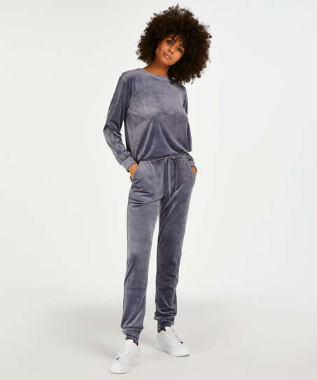 Pantalon de jogging Velours Lurex, Gris