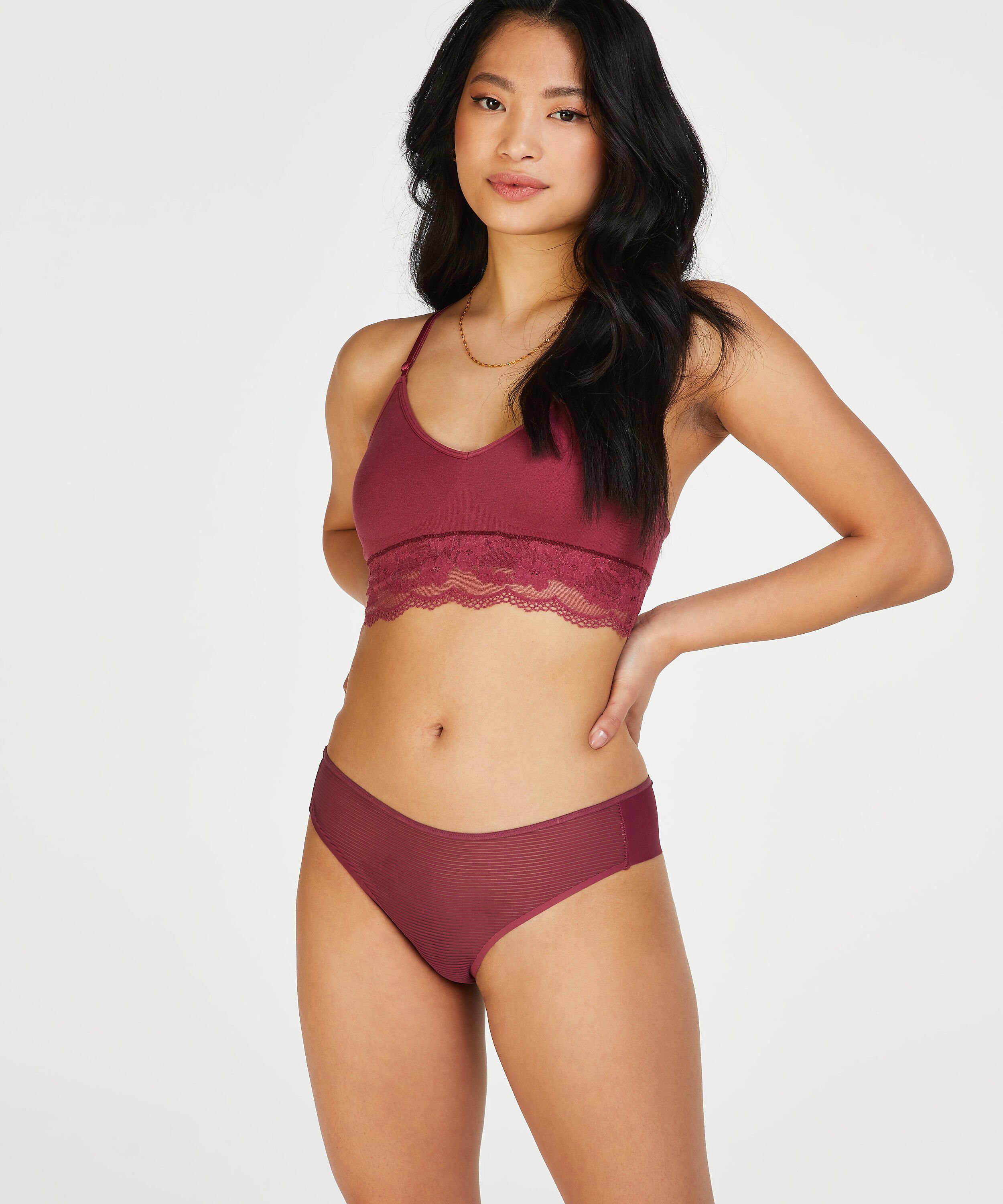 Slip brésilien invisible Stripe mesh, Rouge