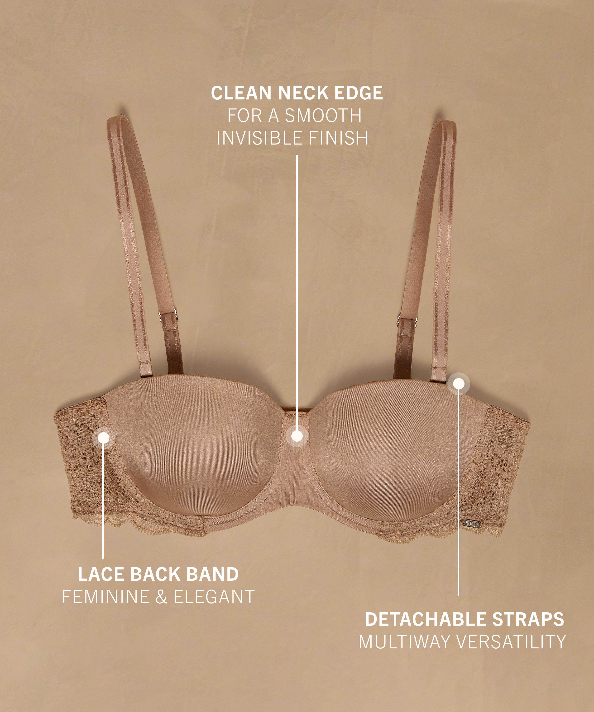 Soutien-gorge à armatures préformé sans bretelles Angie, Beige, main