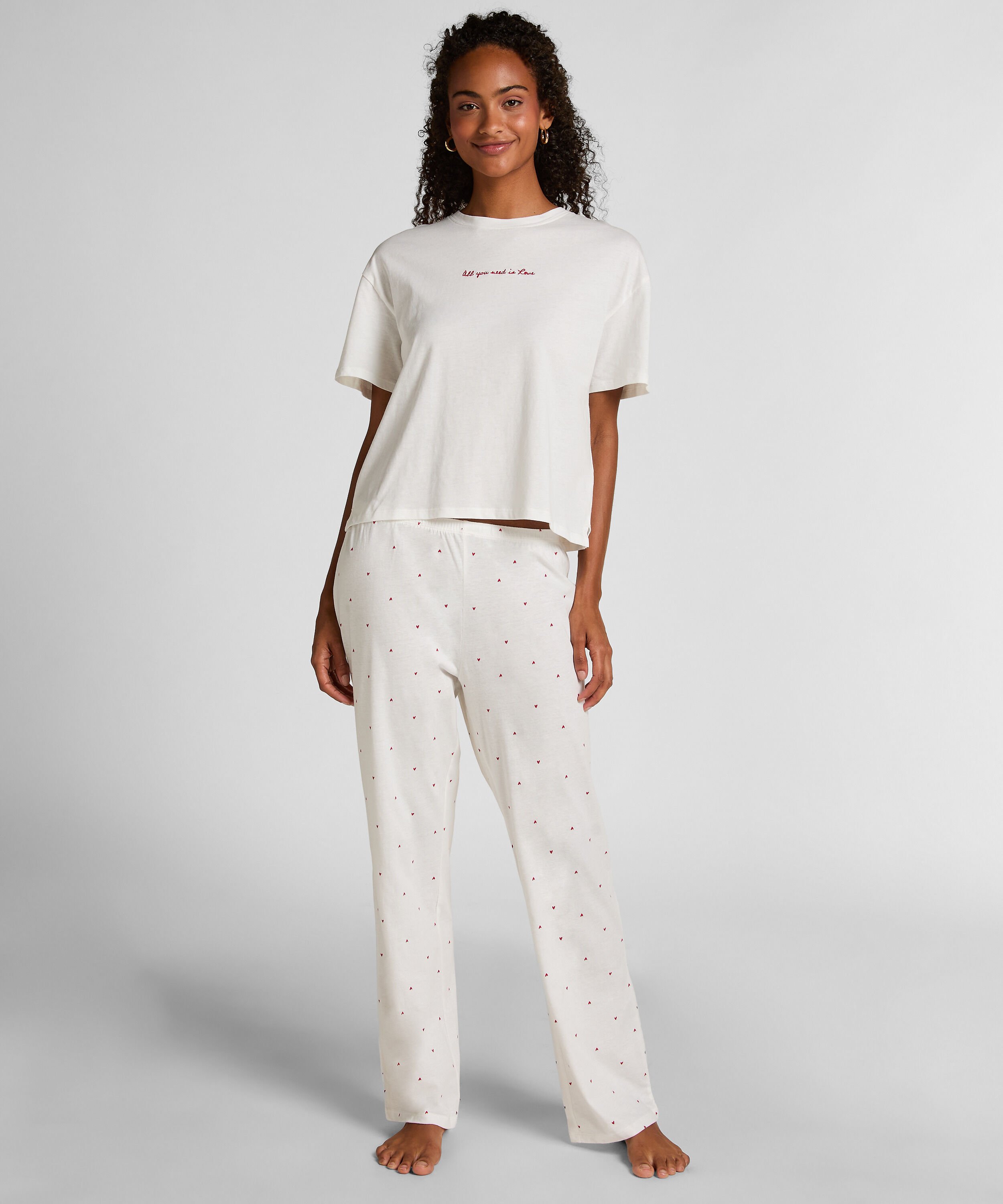 Pyjama en coton imprim&eacute;, Blanc