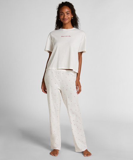 Pyjama en coton imprimé, Blanc