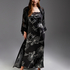 Kimono long chiffon lotus, Noir