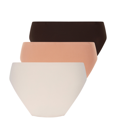 Lot de 3 slips brésiliens invisibles, marron