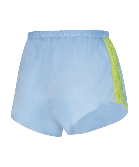 Short Satin Dentelle, Bleu