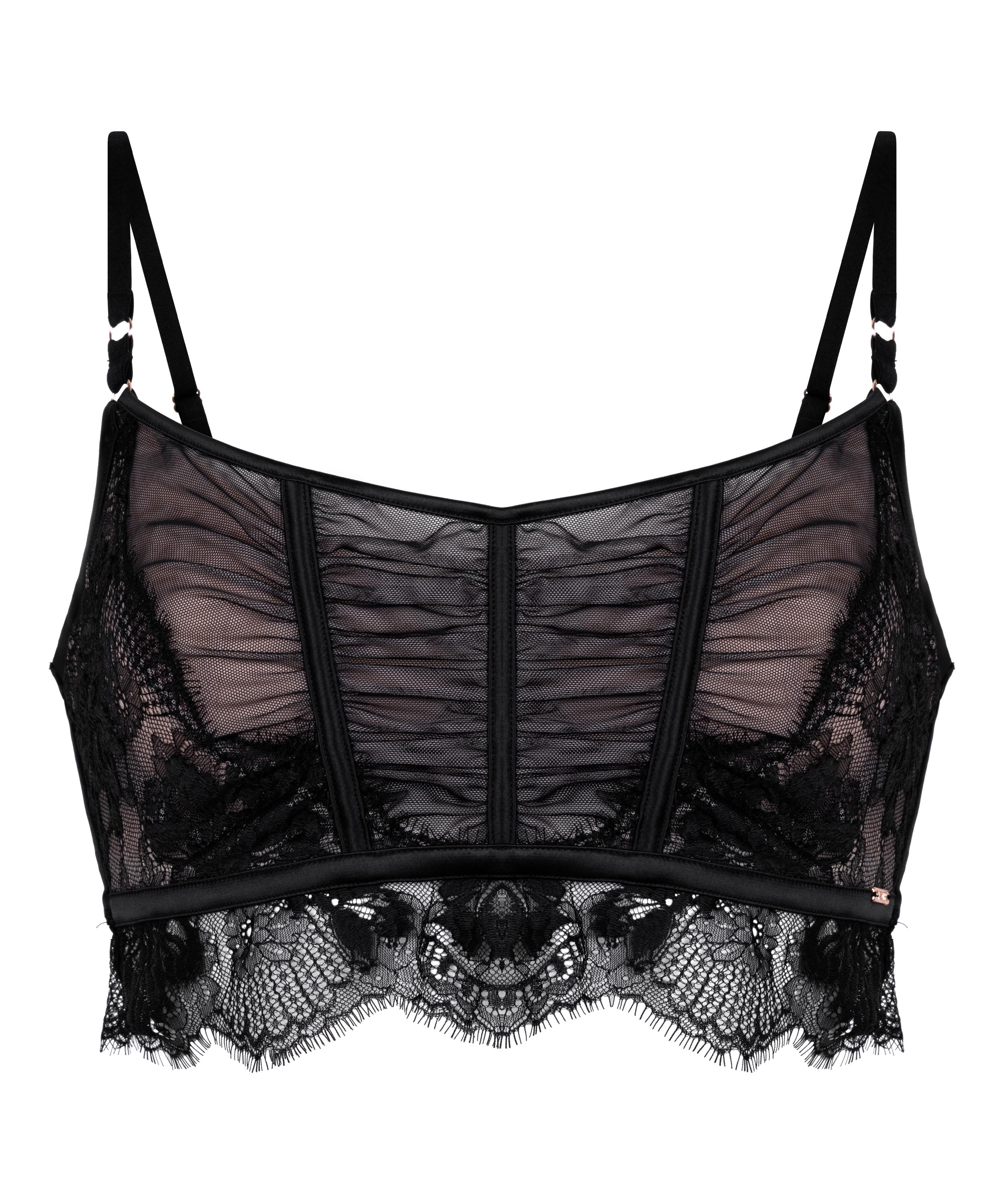 Soutien-gorge à armatures non-préformé longline Cynthia, Noir, main