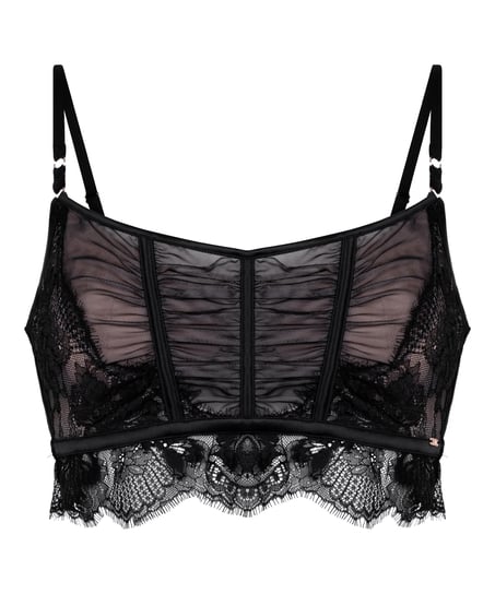 Soutien-gorge à armatures non-préformé longline Cynthia, Noir