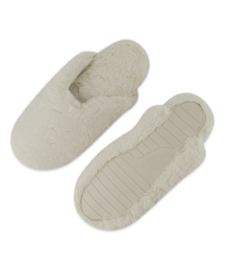Pantoufles mules Teddy, Blanc