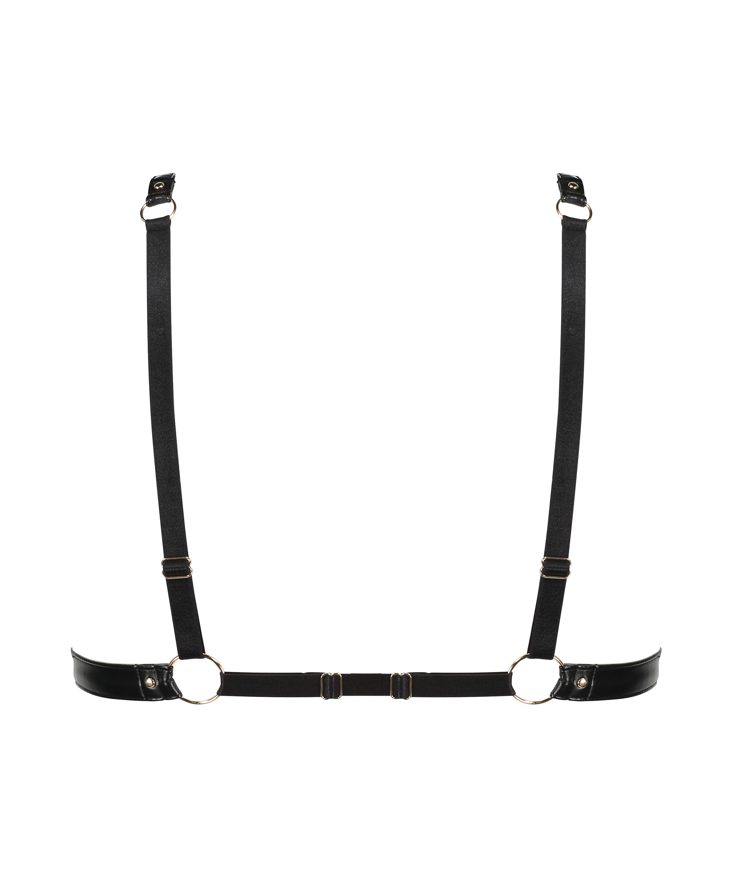 Brassière en faux cuir, Noir, main