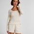 Haut de pyjama en pointelle, Blanc