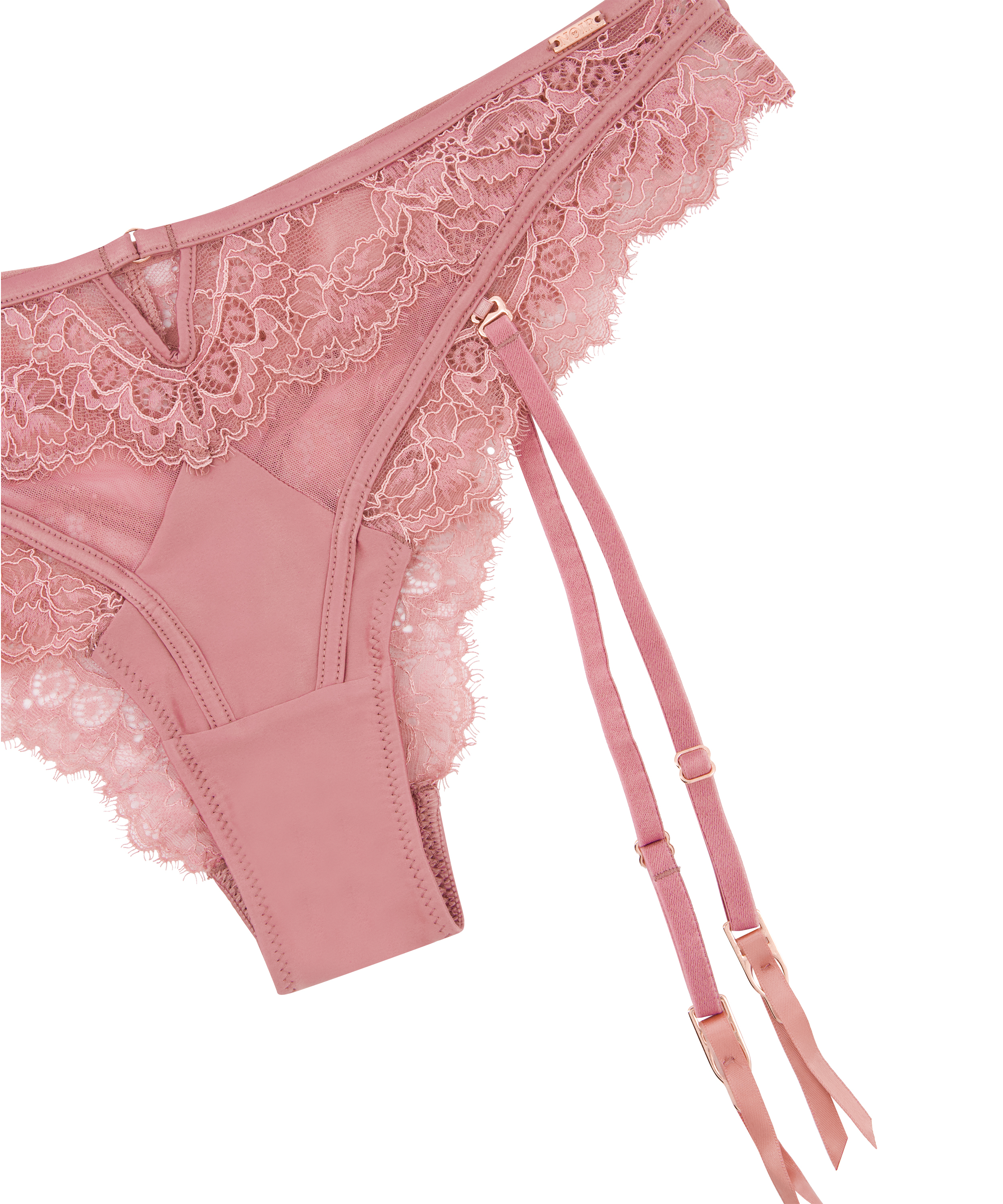 Slip brésilien taille haute Cecile, Rose, main