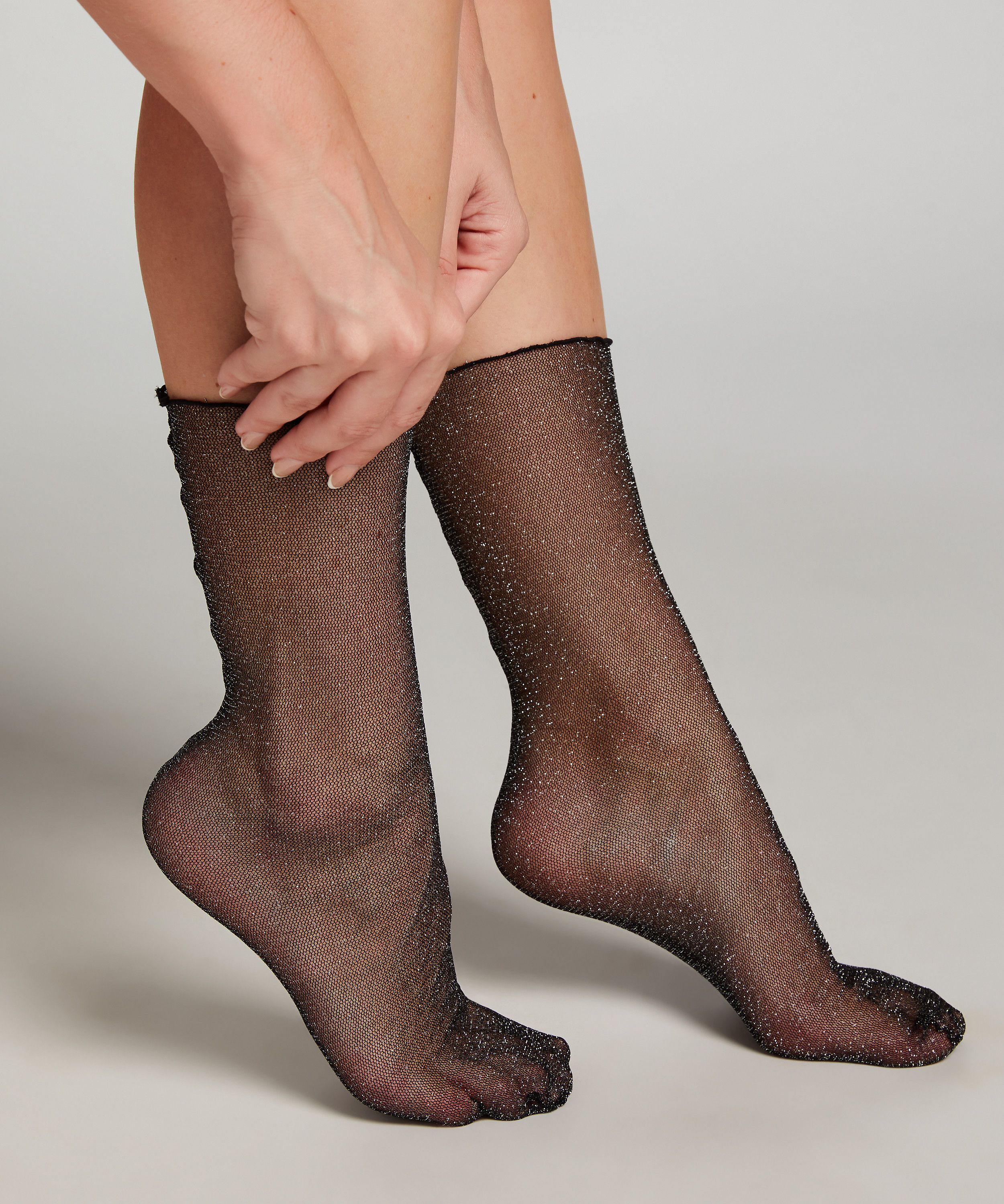Chaussettes Glitter, Noir, main