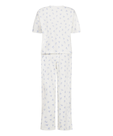 Pyjama Set Cotton Jersey Long, Blanc