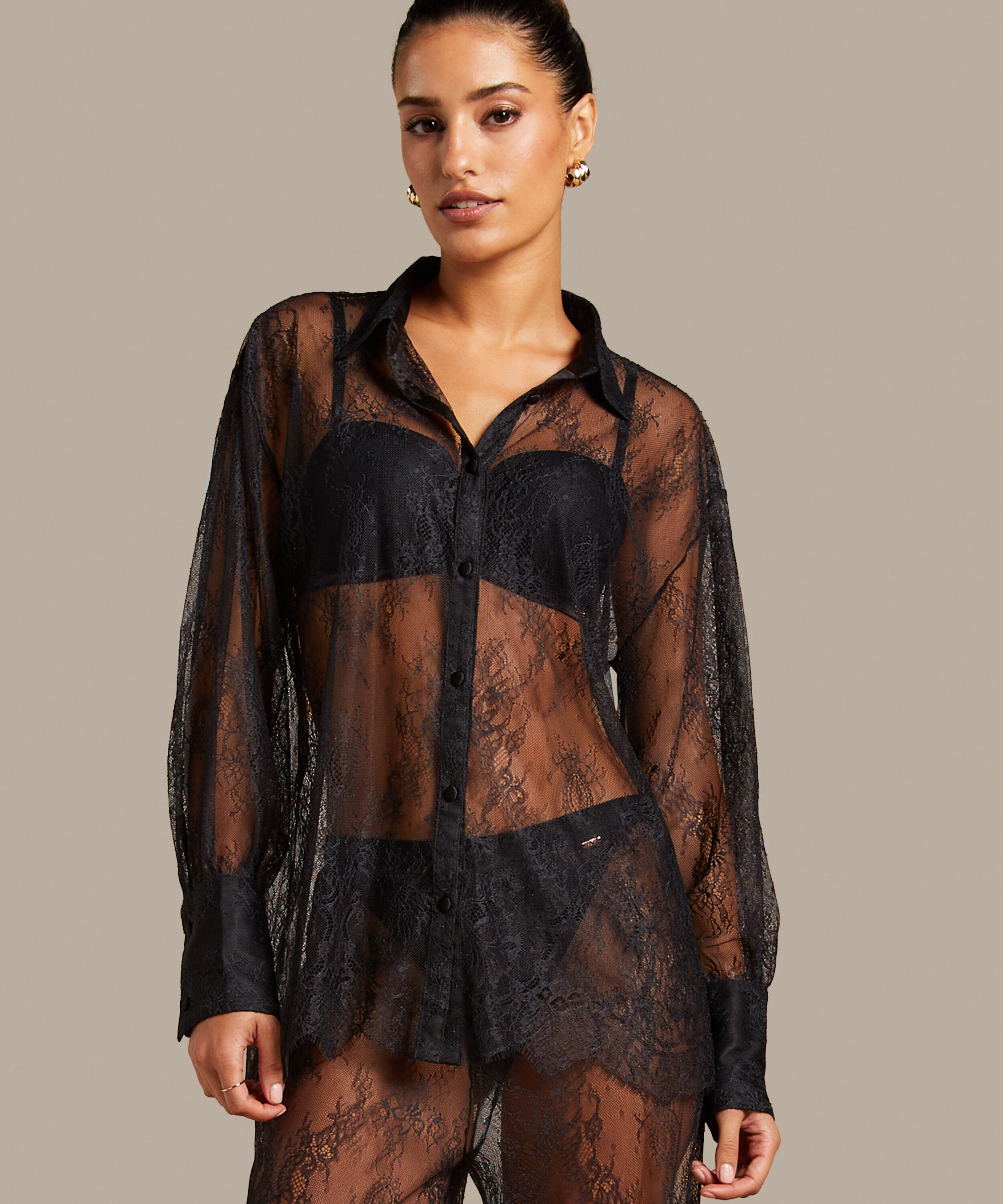 Haut en dentelle Camille, Noir