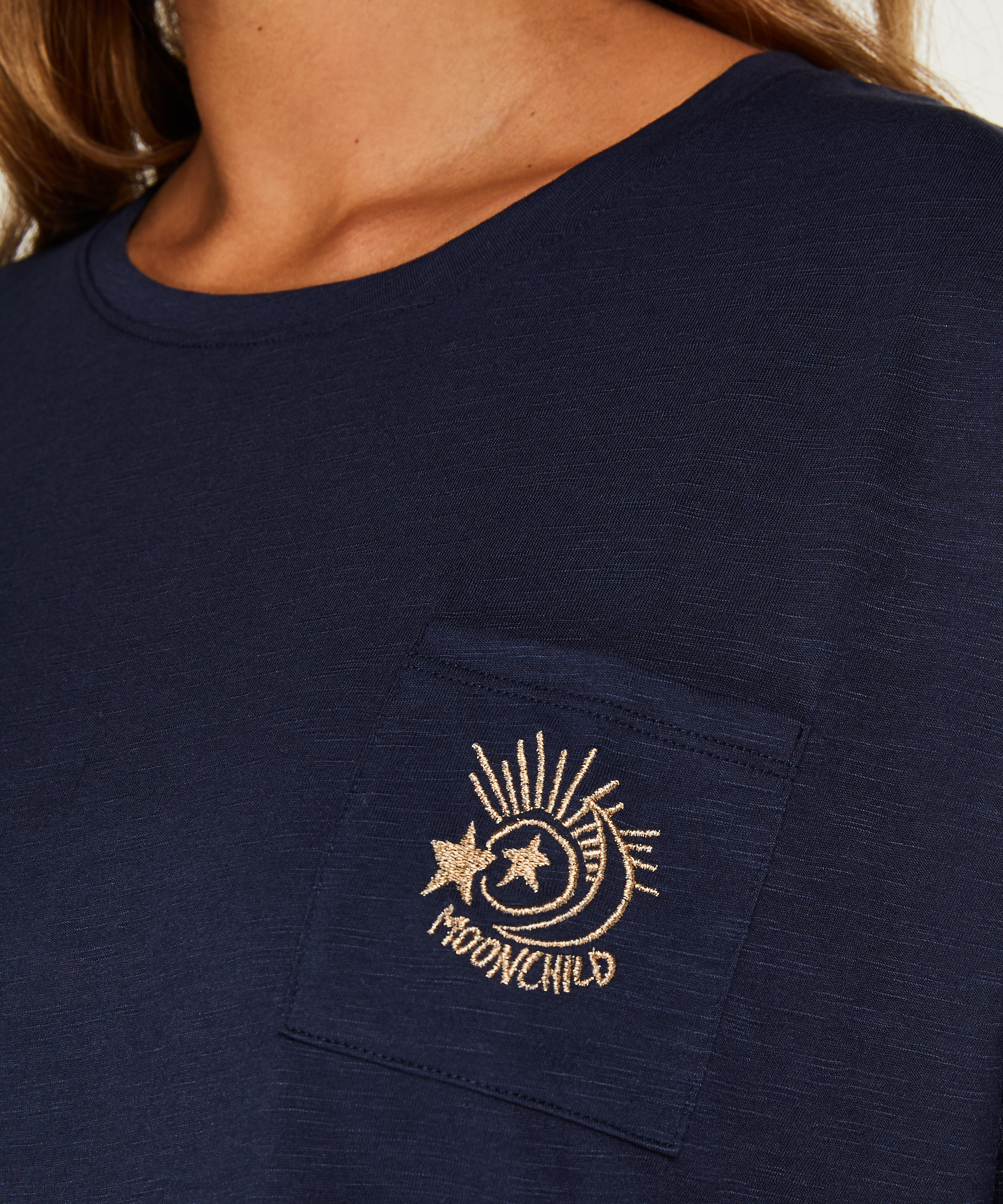 Haut de pyjama à manches courtes Loose Fit, Bleu, main