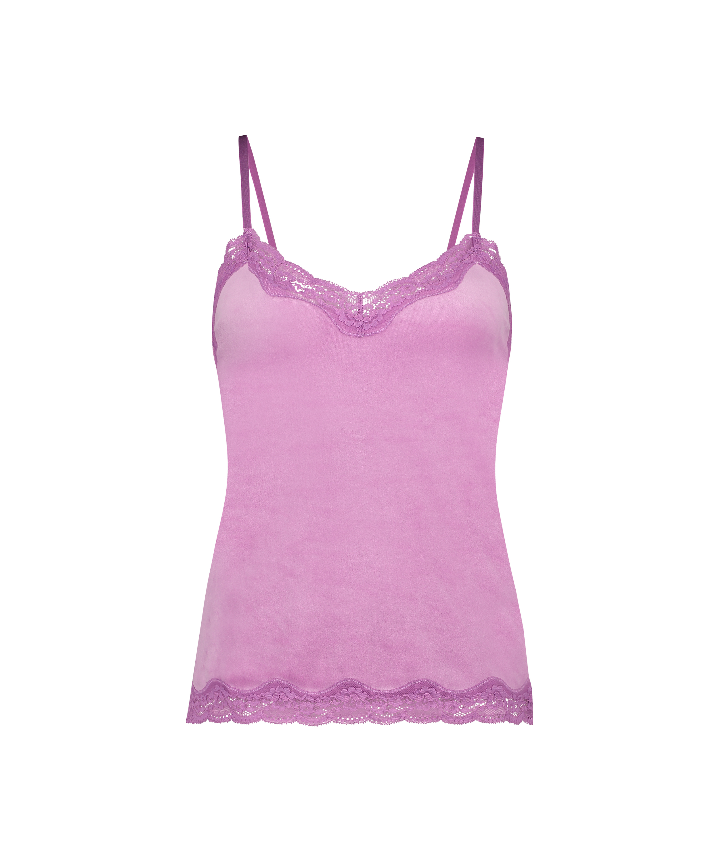 Camisole velours Dentelle, Rose, main