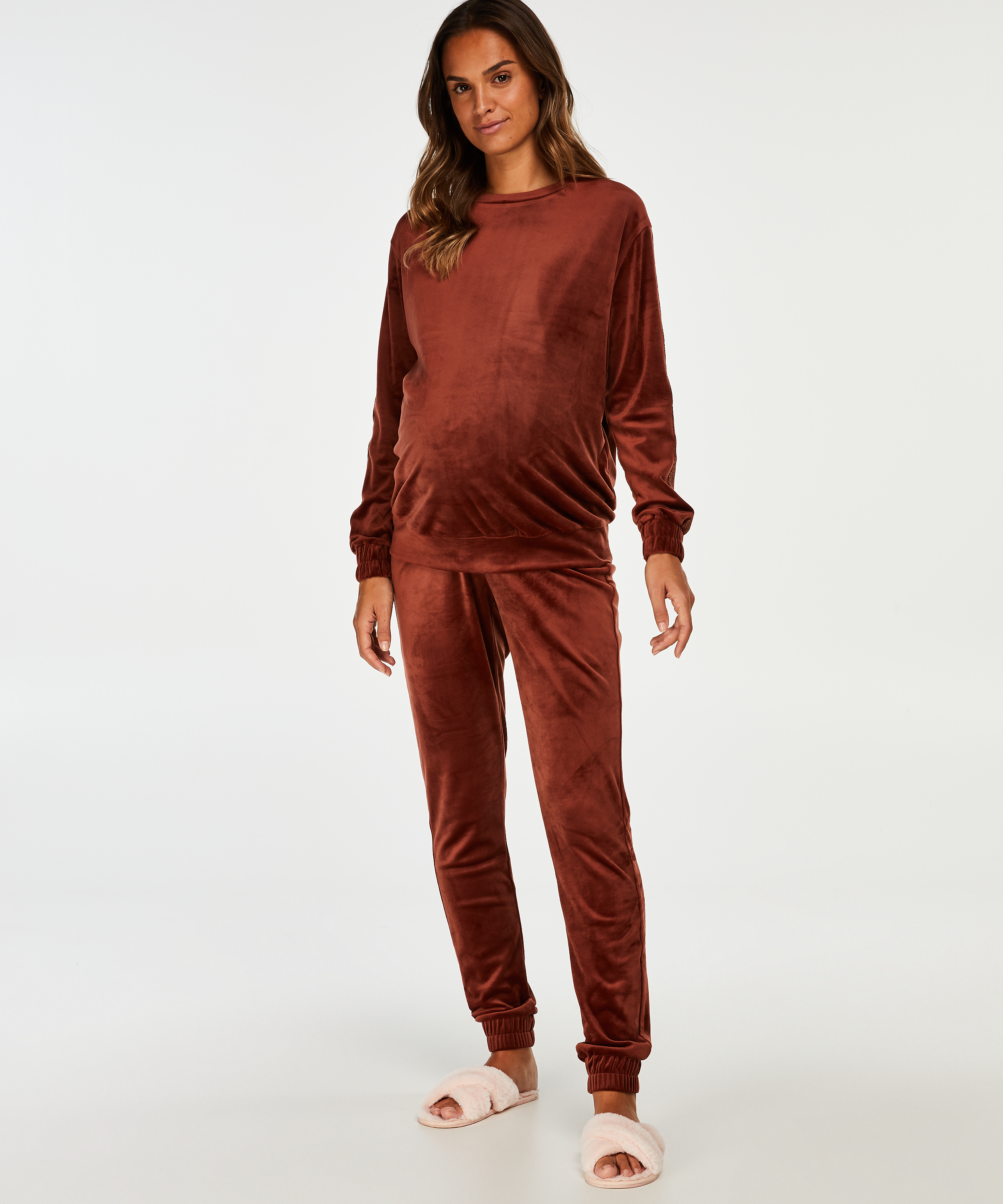Top de grossesse en velours Shimmer, Marron, main