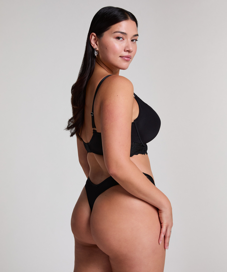 Soutien-gorge à armatures préformé push-up et longline Jemima, Noir