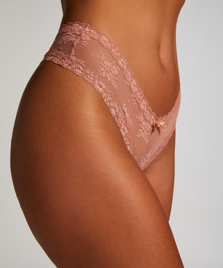 Slip brésilien V-shape mesh, Rose
