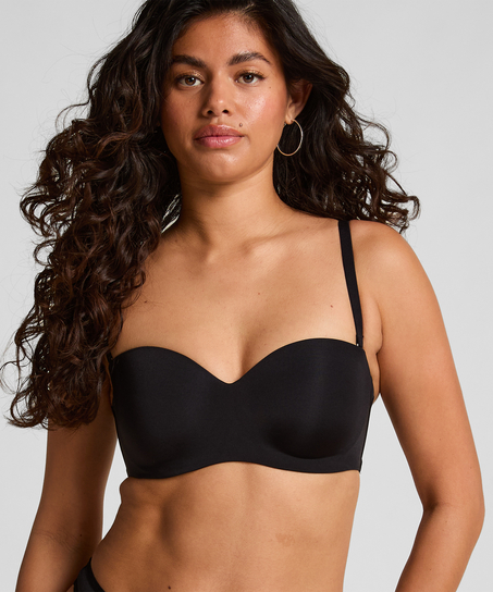 Soutien-gorge push-up sans bretelles à armatures préformé Smooth, Noir