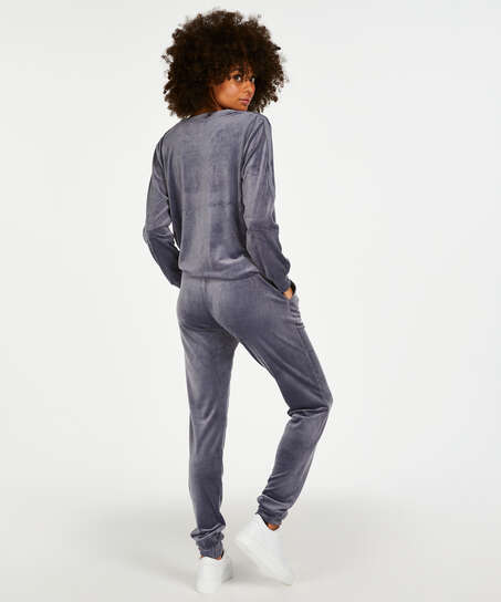 Pantalon de jogging Velours Lurex, Gris