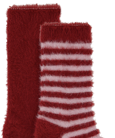 Lot de 2 Paires de Chaussettes Cosy, Rouge