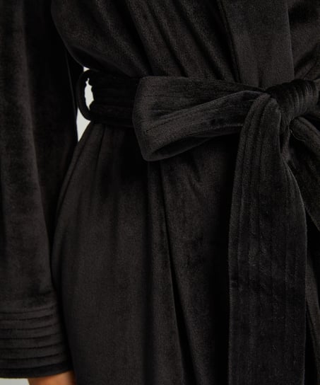 Peignoir court Velours, Noir