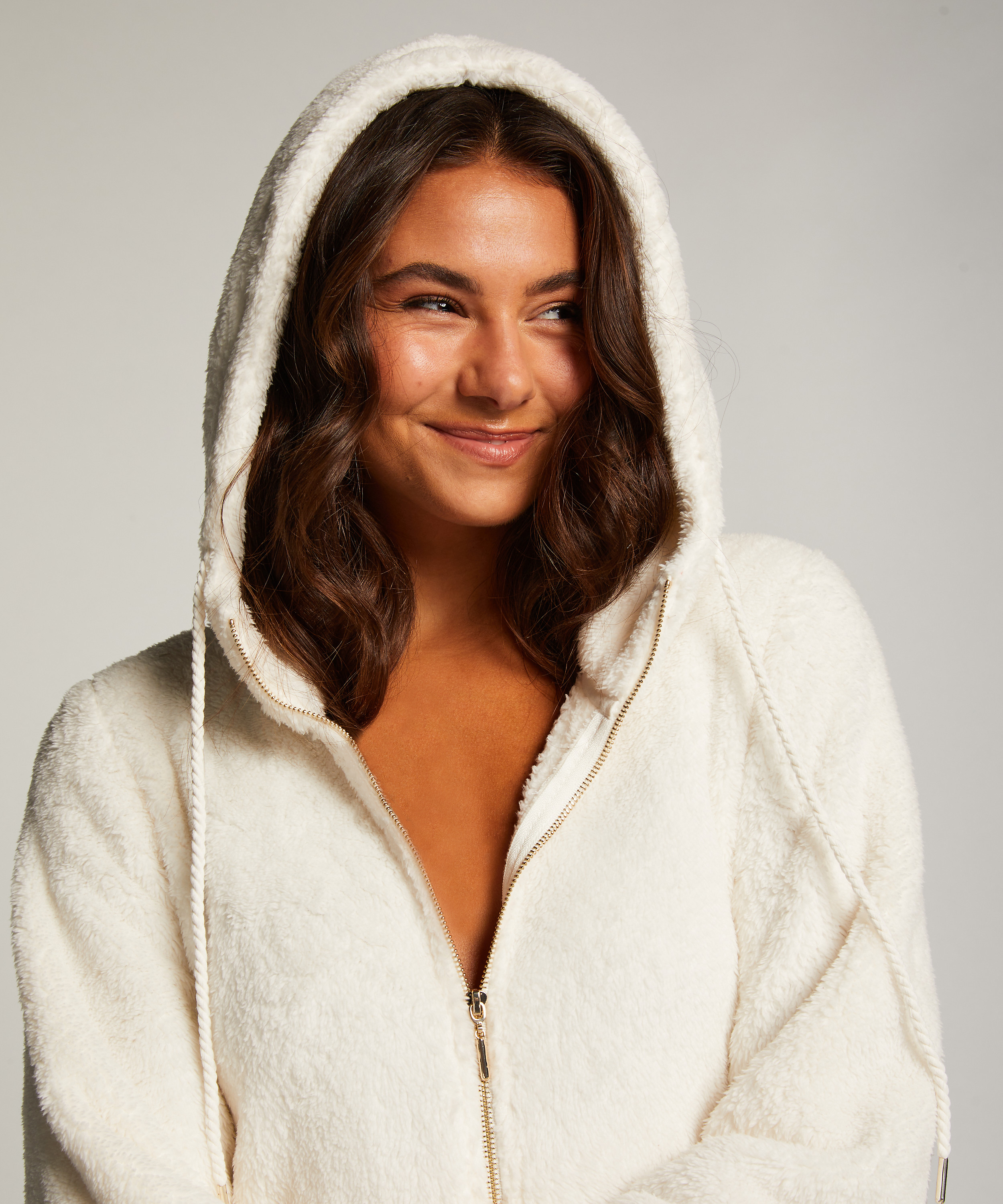 Combinaison Fleece, Blanc, main
