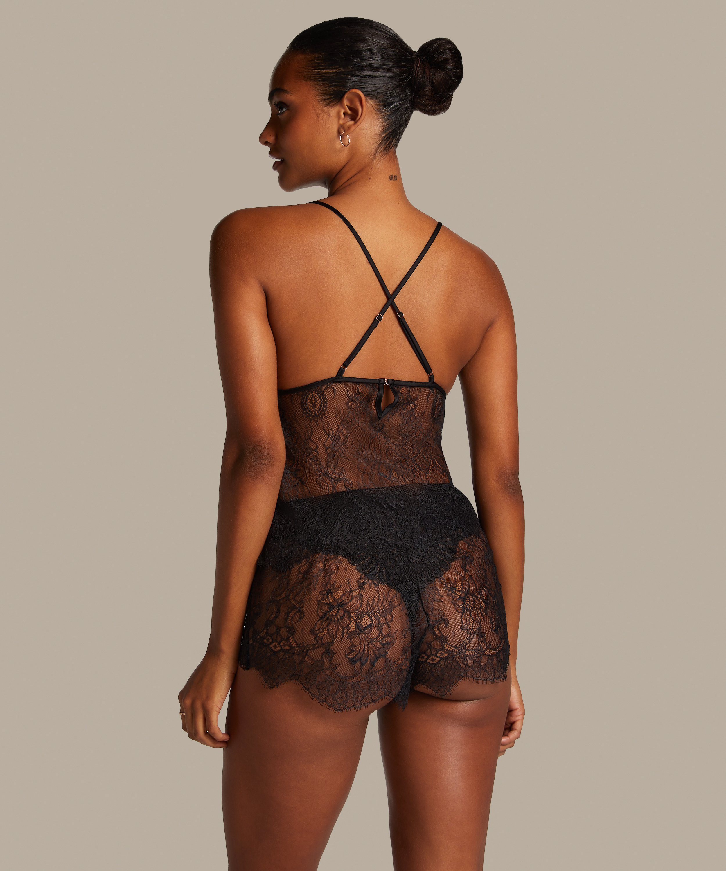 Camisole Lace Delphine, Noir, main
