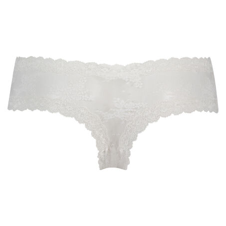 Slip br&eacute;silien V-shape Floral Mesh, Blanc