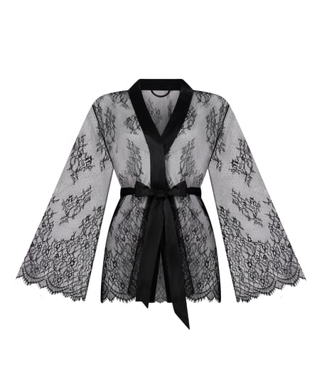 Kimono tout en dentelle, Noir
