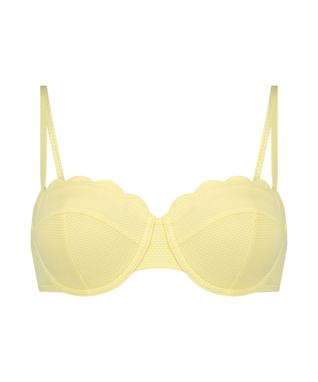 Haut de bikini sans bretelles préformé à armatures Scallop Taille E +, Jaune