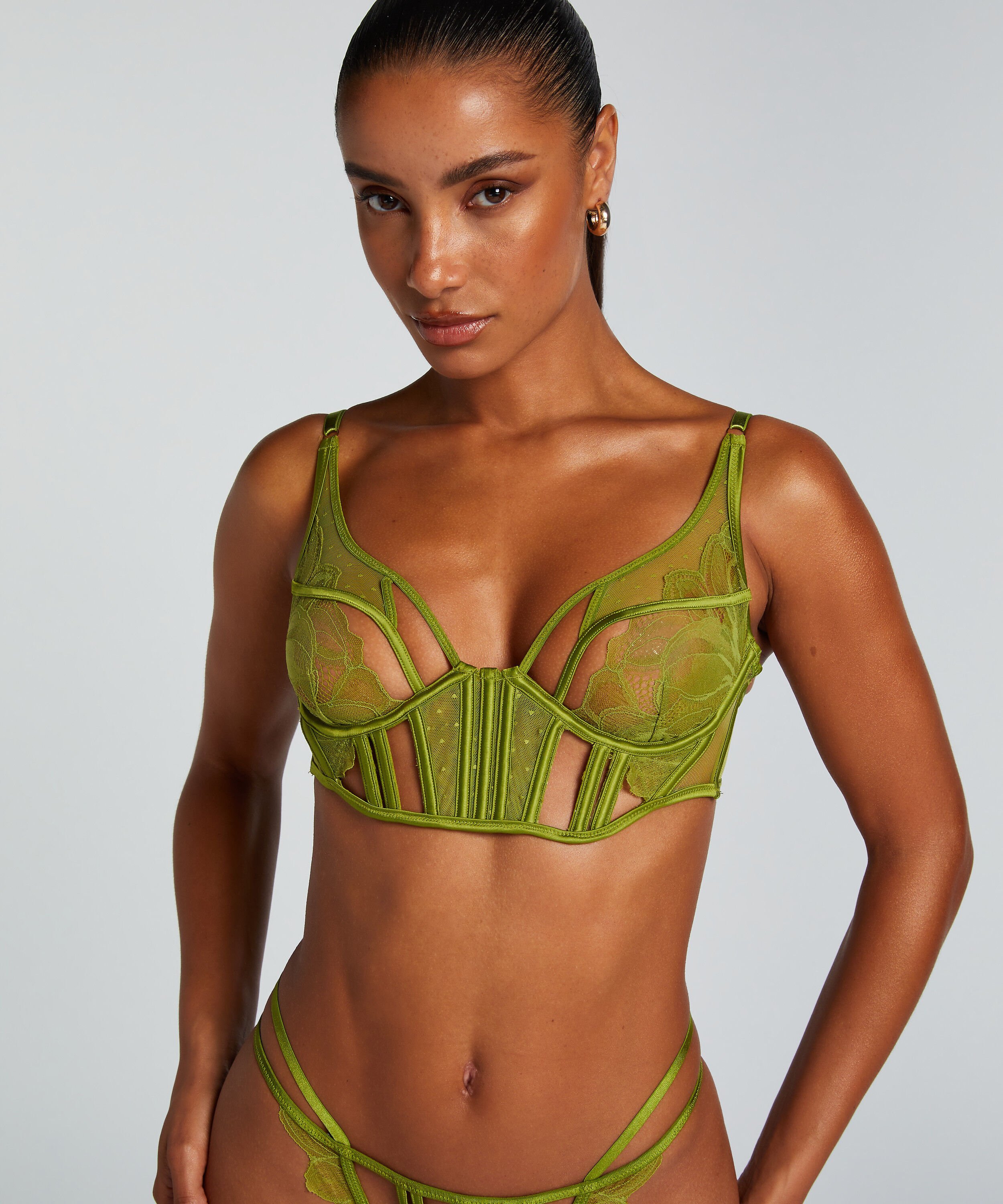 Soutien-gorge à armatures non-préformé longline Billie, Vert