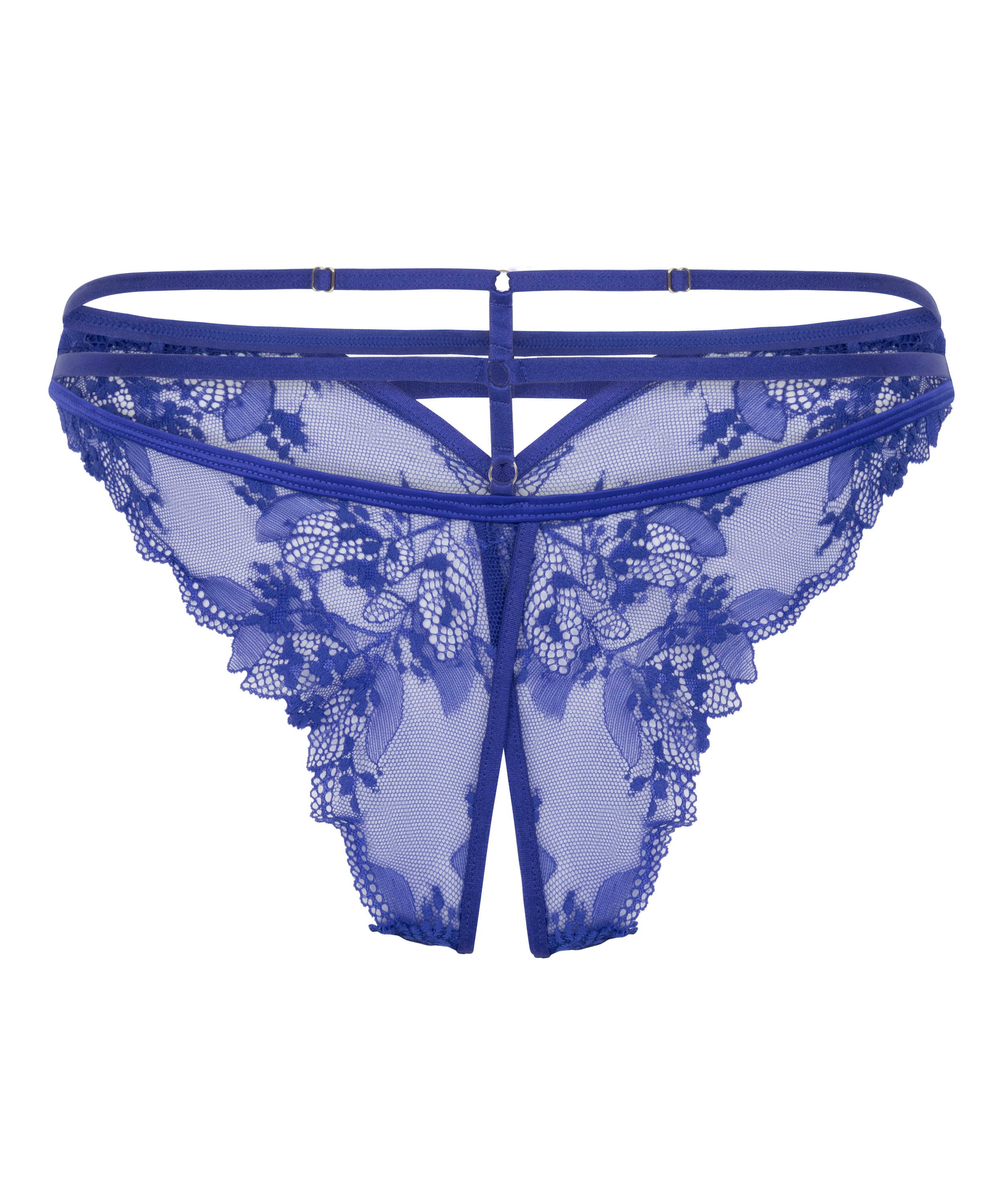 Culotte brésilienne fendue à l'entrejambe Amari, Bleu, main