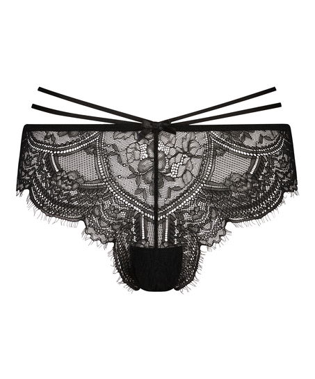 Slip br&eacute;silien &eacute;chancr&eacute; Sian, Noir