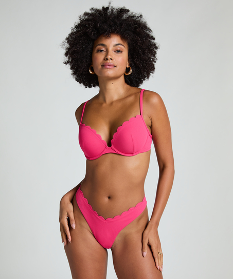 Slip de Bikini Échancrés Scallop, Rose