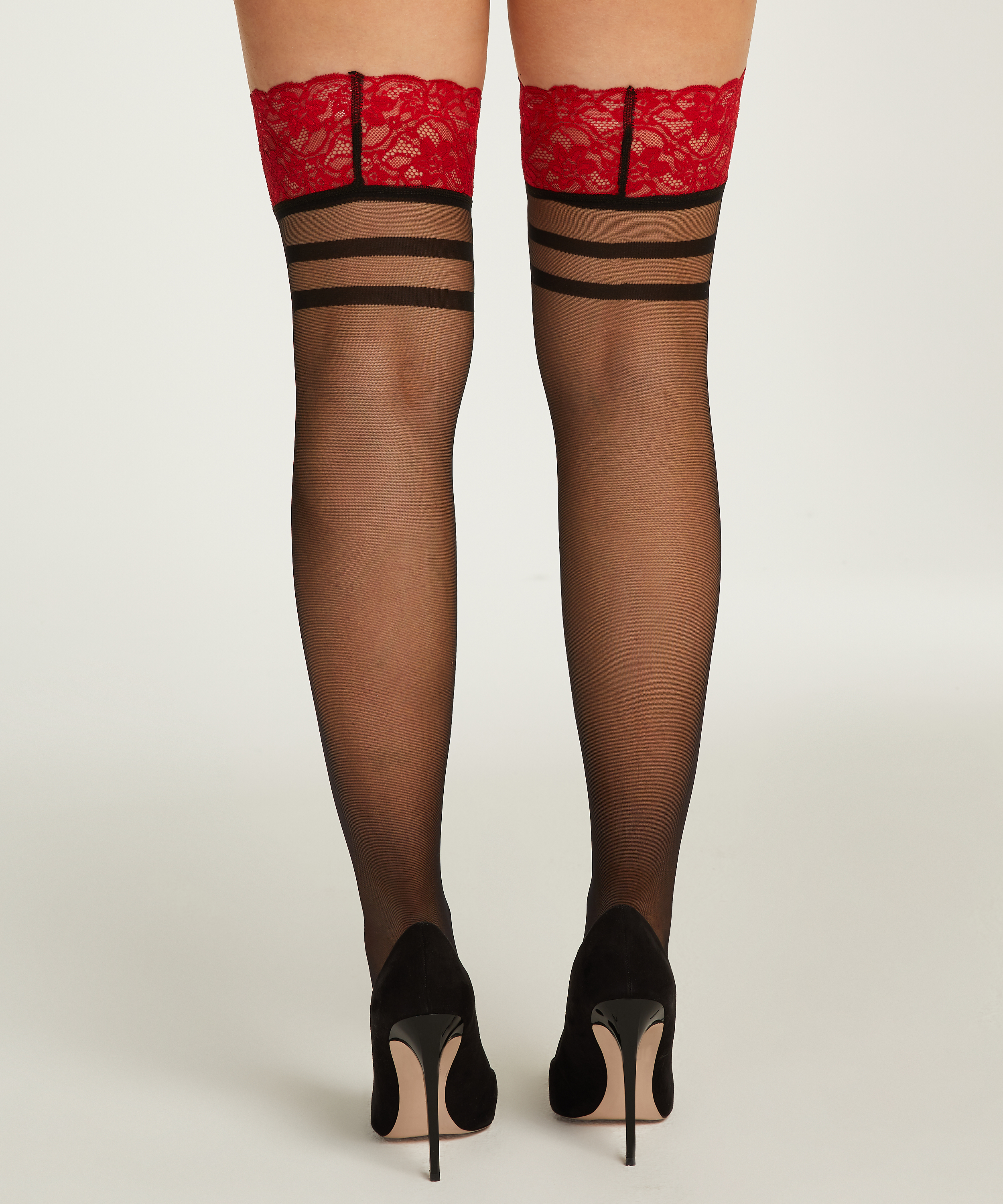 Bas autofixants 30 deniers Valentina, Rouge, main