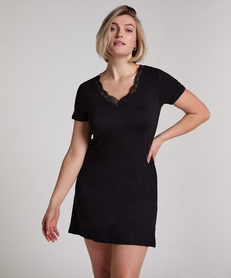 Chemise de nuit en jersey, Noir