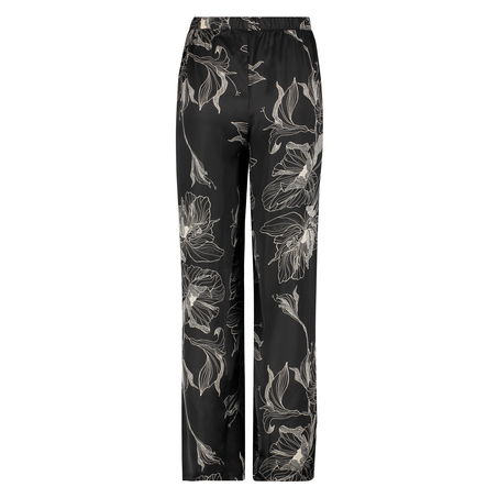 Pantalon Palazzo satin Lotus, Noir