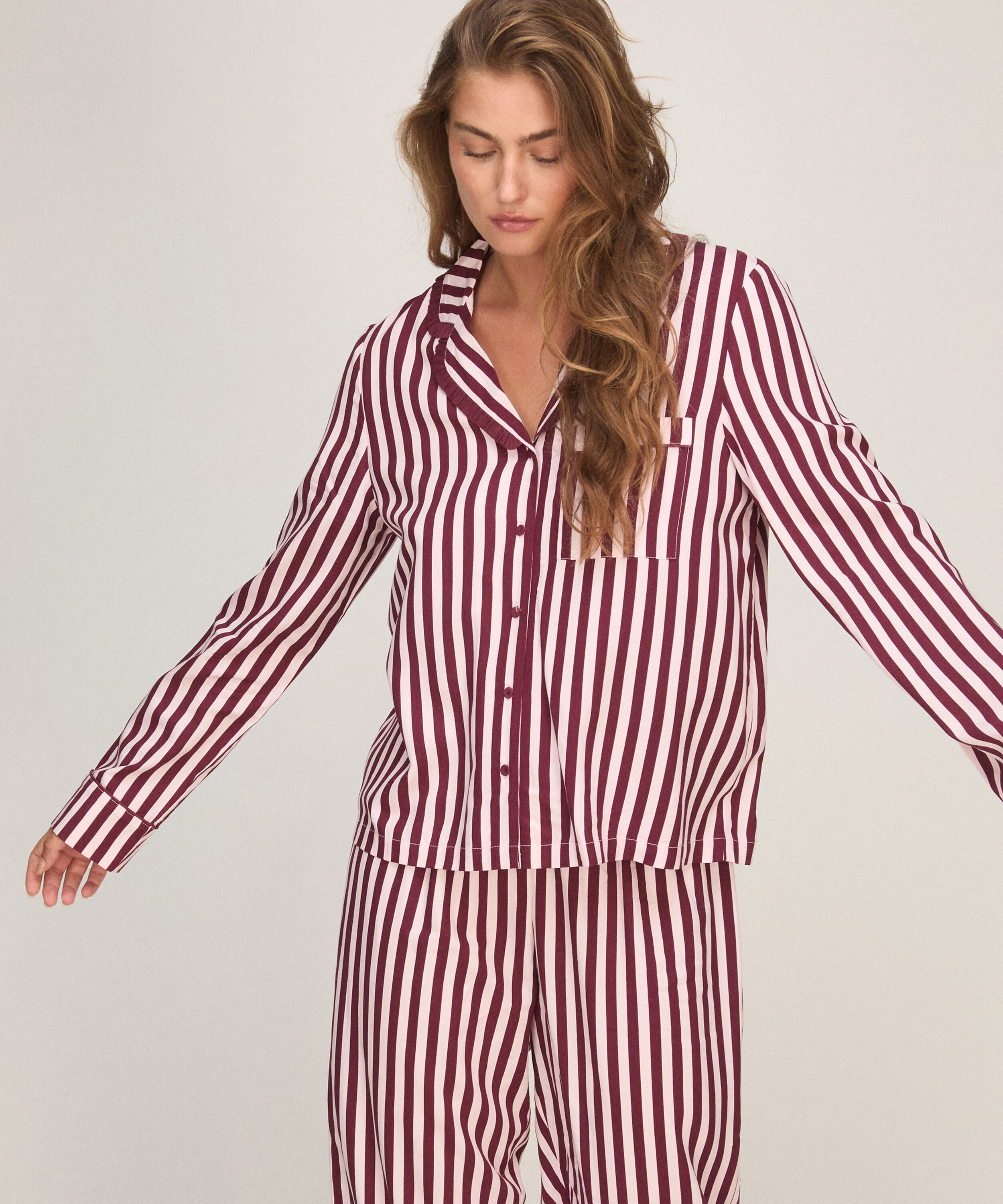 Pyjama Set Poplin Ruffle, Rose Pyjama Set Poplin Ruffle, Rose