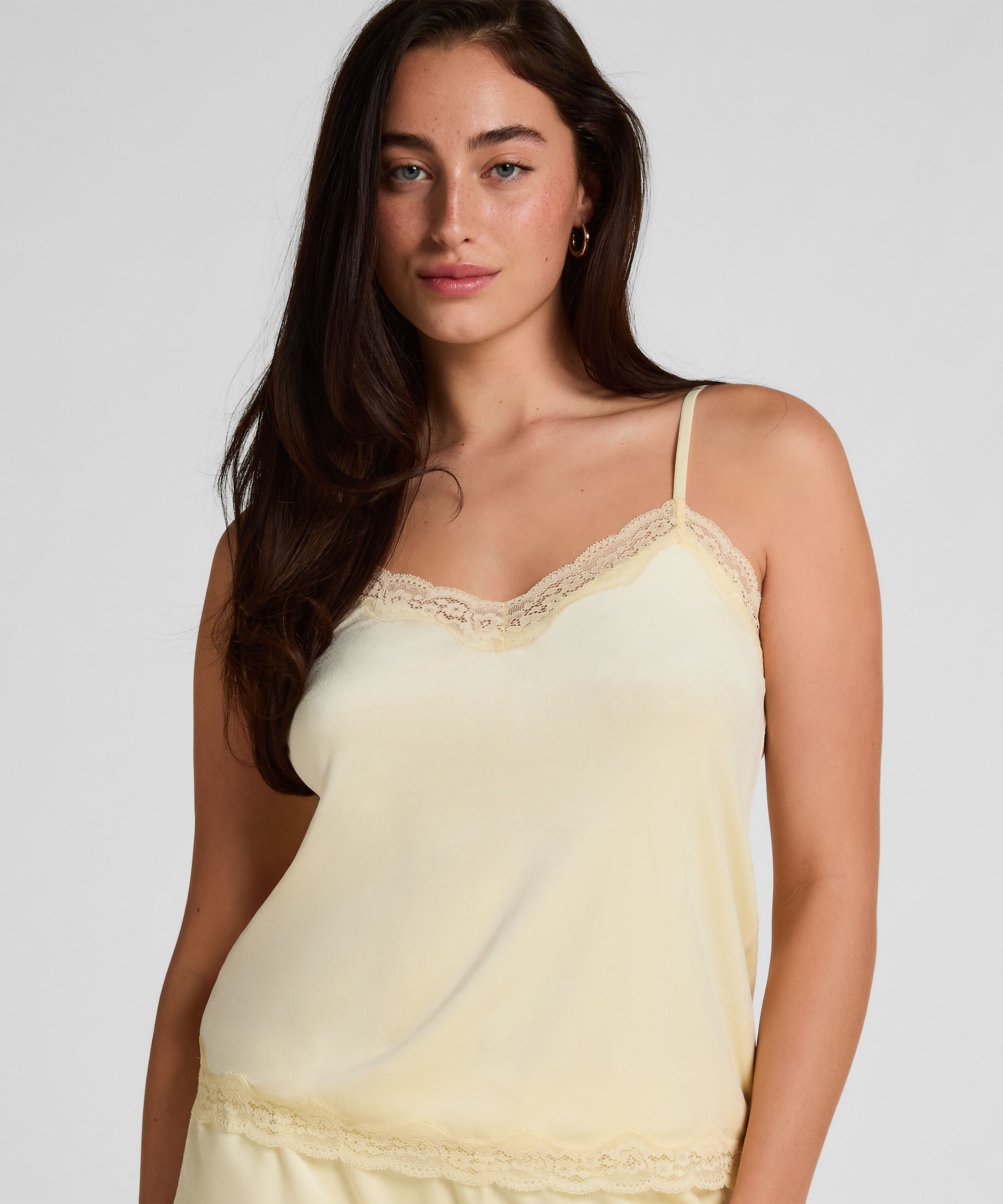 Camisole velours Dentelle, Jaune